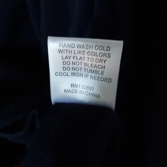 Rose + Olive Top Stretch Knit Embroidered Raglan Sleeve Navy Blue Large NWOT - Picture 8 of 8